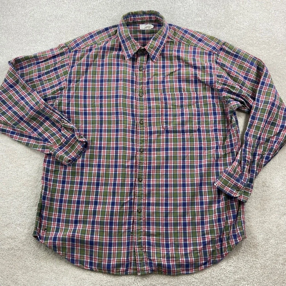 J. Crew Oarsman Button Down Shirt Mens L Plaid Long Sleeve Cotton Pocket